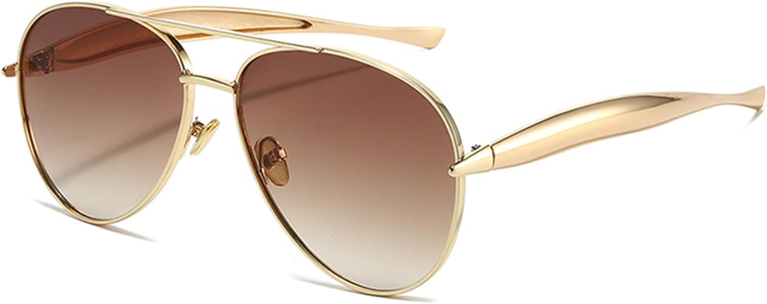 

Солнцезащитные очки Bullabulling Retro Gold Pilot для женщин и мужчин, 2025, металлические, увеличенного размера, в стиле 70-х, для активного отдыха, спорта и вождения, Gold Tea