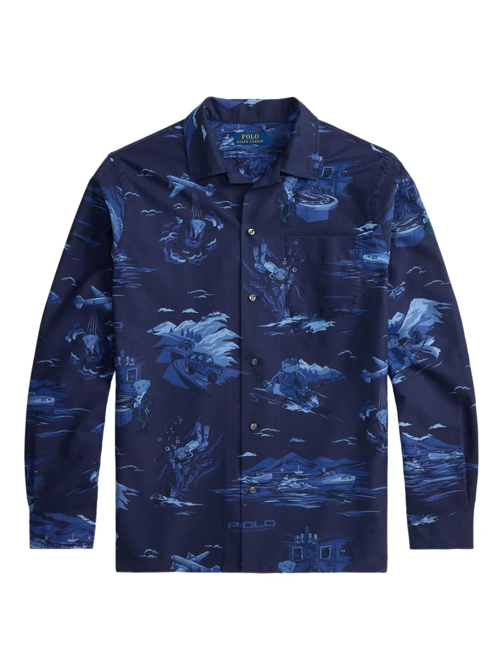 

Рубашка с принтом Spy Polo Bear Polo Ralph Lauren, синий