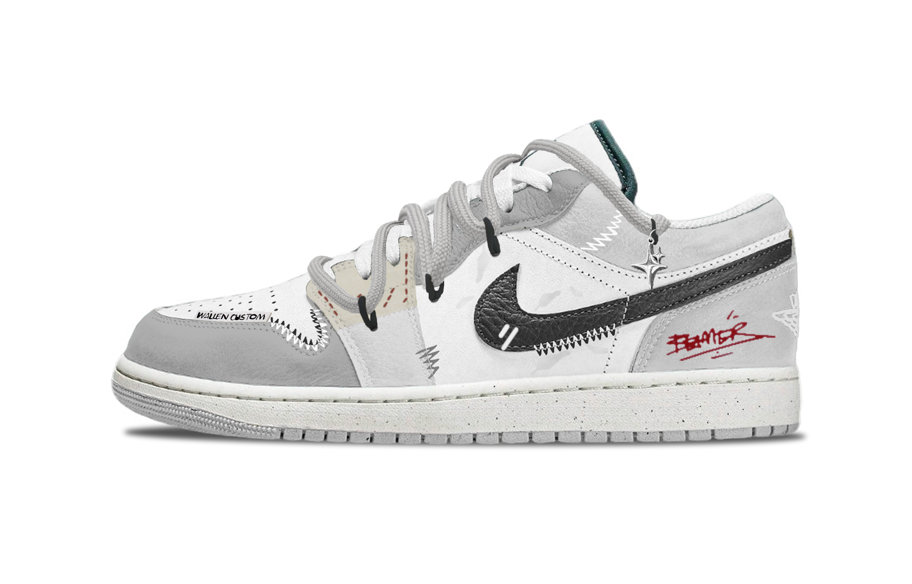 

Jordan Баскетбольные кроссовки Air 1 Dreamer Anti Slip, износостойкие, низкие, винтажные, мужские, серо-белые