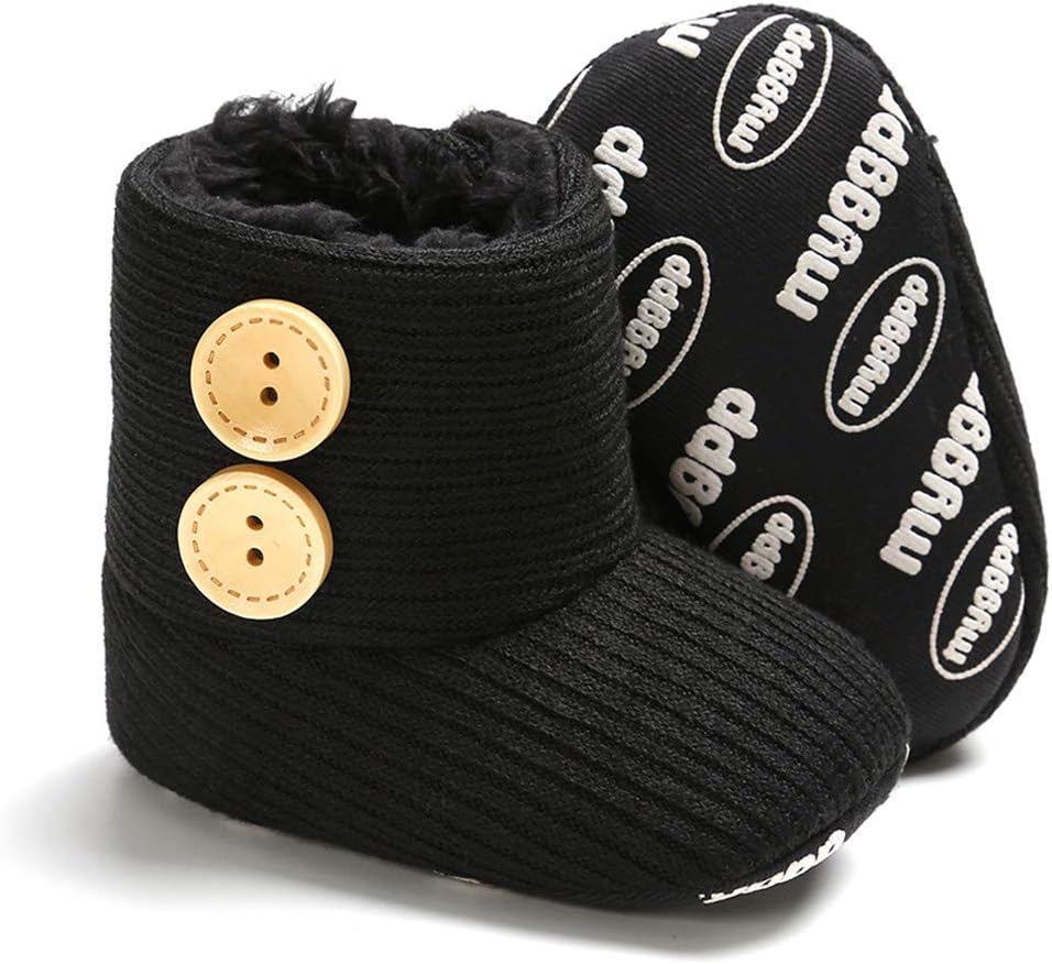 

COSANKIM Ботинки Мягкая Нескользящая Подошва Теплые Зимние Снежные Ботиночки Малыш Детская Обувь для Первых Шагов, черный