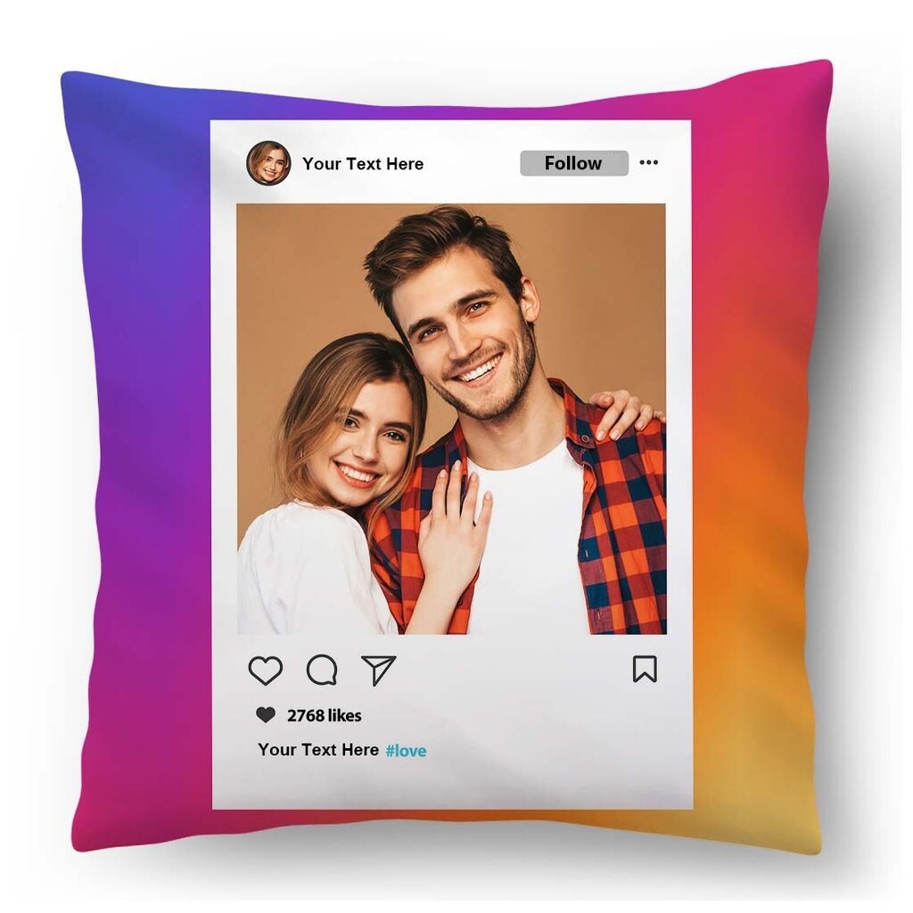 

Персонализированный ФОТО ПОДАРОК ​​Instaframe с вашим собственным фото (45 х 45 см) Фотоподушка с вашим фото и текстом с печатью на юбилей, день рождения, День святого Валентина (с наполнением) Фото Full Insta [091] Ferocity