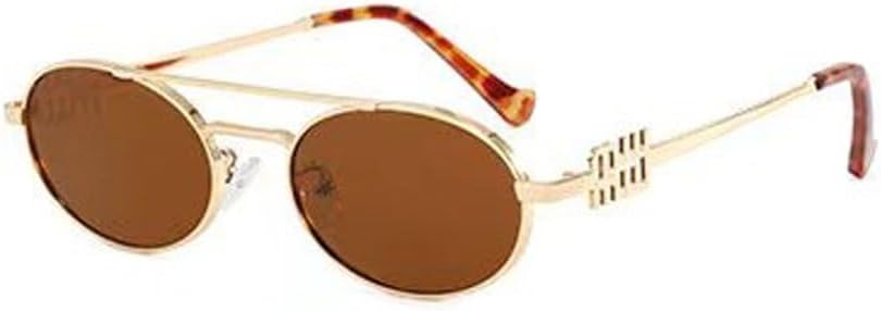 

Мужские солнцезащитные очки в стиле ретро панк, разноцветная круглая металлическая оправа, женские модные солнцезащитные очки с защитой от УФ-излучения UV400 KTUCN, Golden and Brown