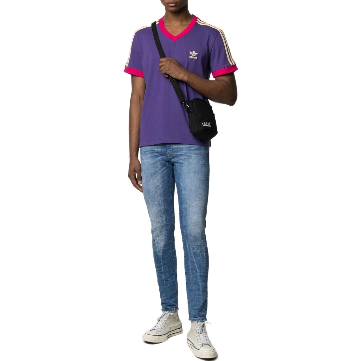 Футболка Adidas X Wales Bonner 70s с V-образным вырезом Adidas Originals, фиолетовый — фото 2