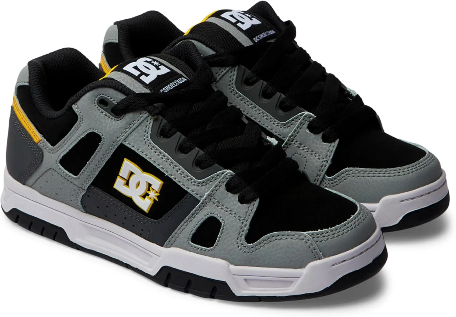 Мужские кеды DC Stag низкие для скейта DC Shoes, серый/желтый — фото 3