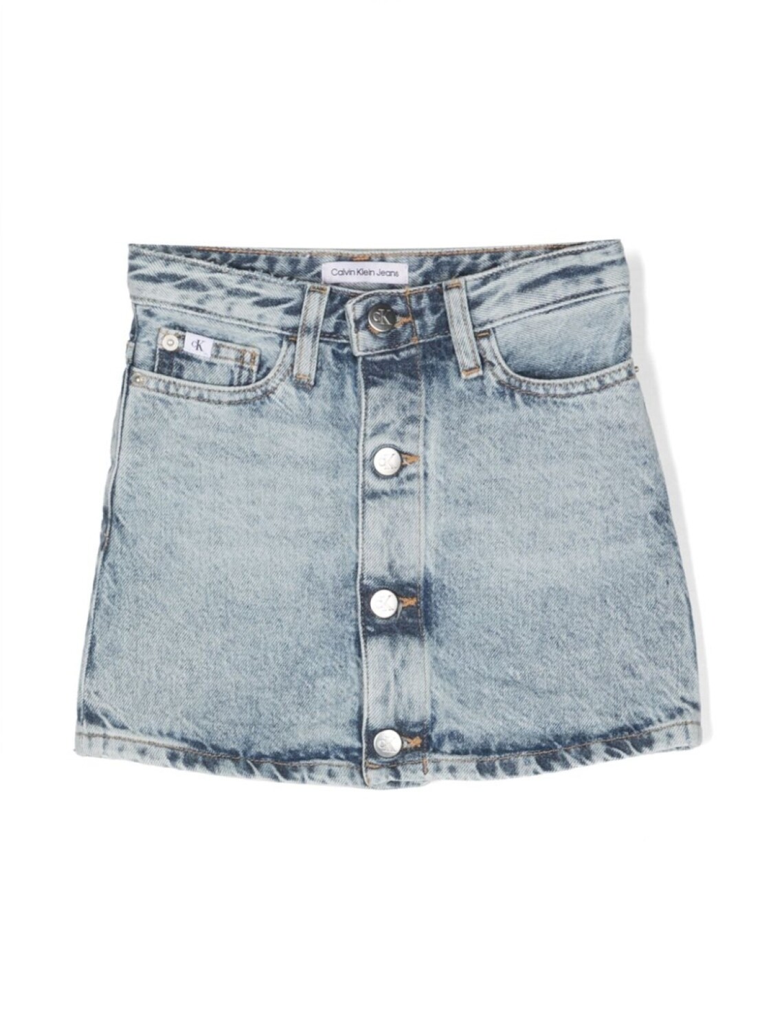 

Джинсовая юбка мини на пуговицах Calvin Klein Kids, синий