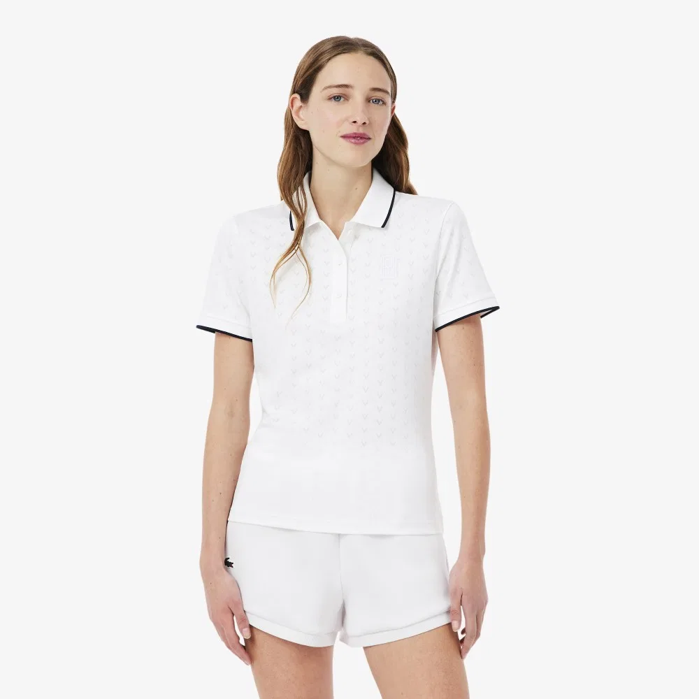Футболка-поло Lacoste Tennis Heritage V-cut, женская, белая