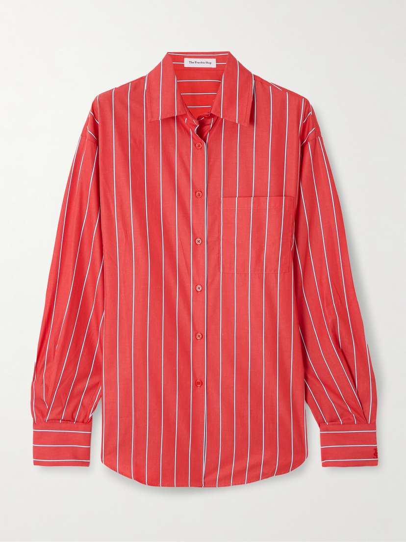 

Рубашка Луи из хлопкового поплина в полоску The Frankie Shop, красный