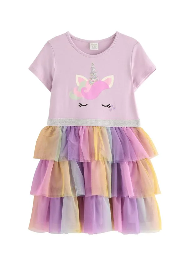 Платье-Джерси с изображением мордочки единорога Lindex, Light Lilac — фото 4
