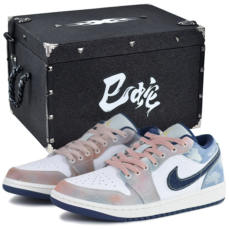 

Jordan Кроссовки Air 1 Vintage баскетбольные мужские низкие синие/розовые непарные подарочная коробка 08, цвет Mismatched-Gift Box 08