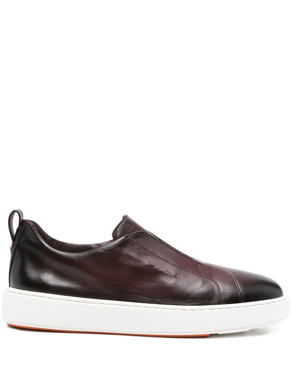 

Кожаные кеды без застежек Santoni, красный
