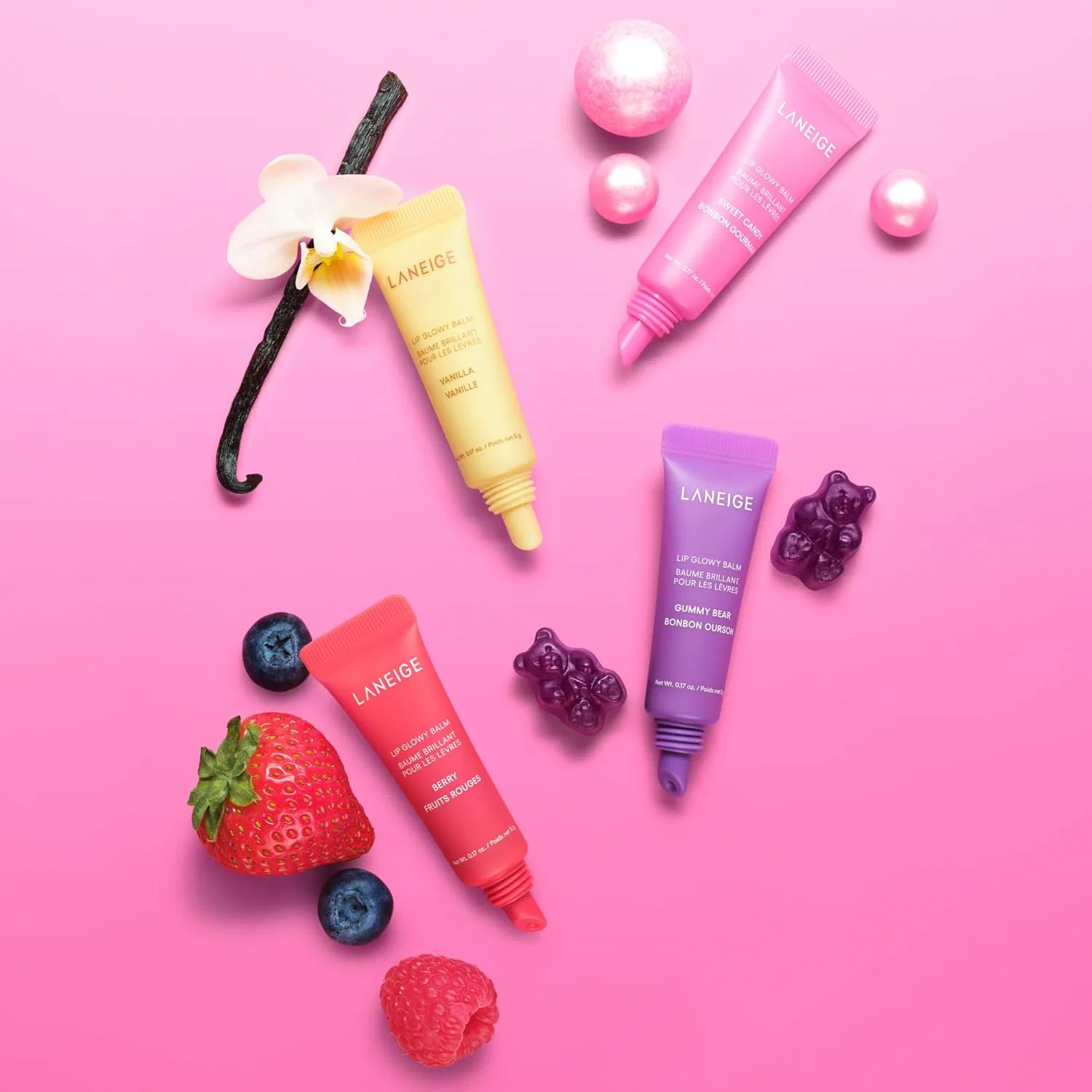Набор мини-бальзамов для губ «Lip Glowy Balm» от LANEIGE, 4 вкуса Laneige — фото 2