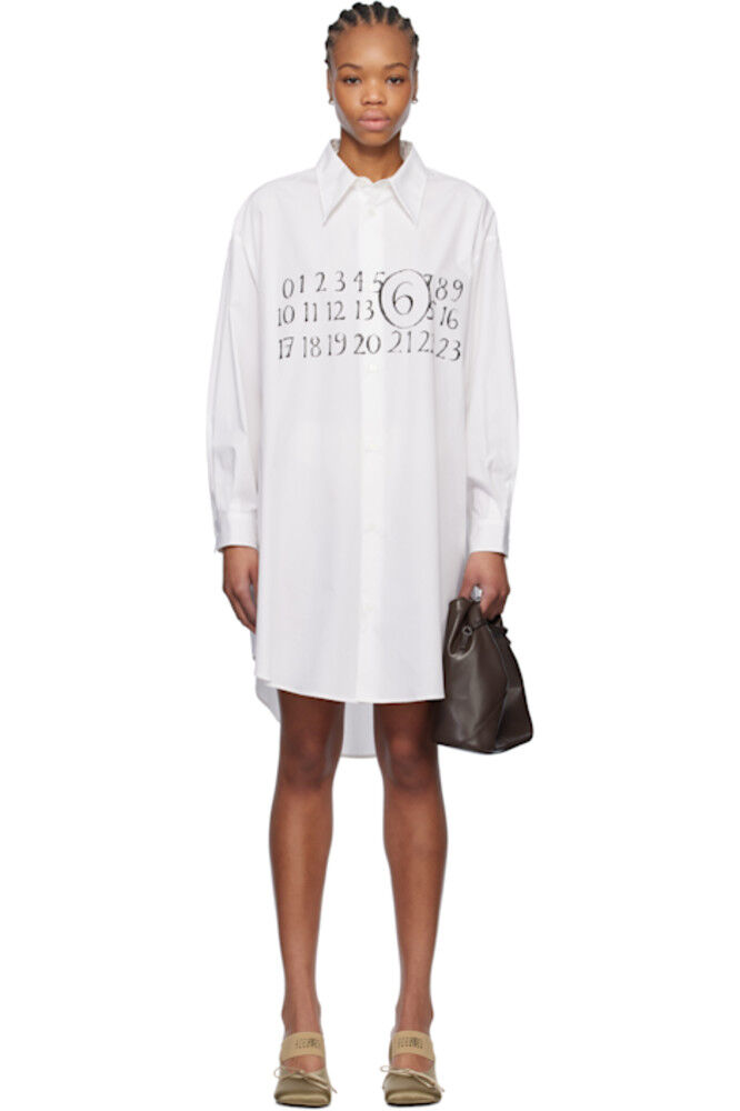 

Белая футболка с логотипом из поплина, мини-платье MM6 Maison Margiela