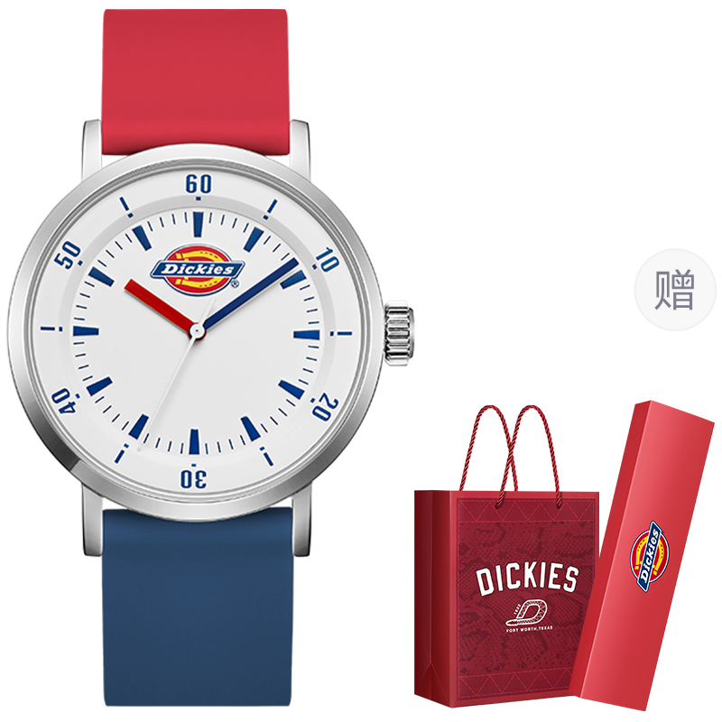

Dickies Наручные часы кварцевый механизм силиконовый ремешок белый циферблат унисекс коробка лимитированная серия