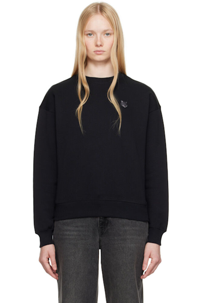 

Толстовка Comfort с нашивкой в ​​виде головы лисы черного цвета Maison Kitsuné