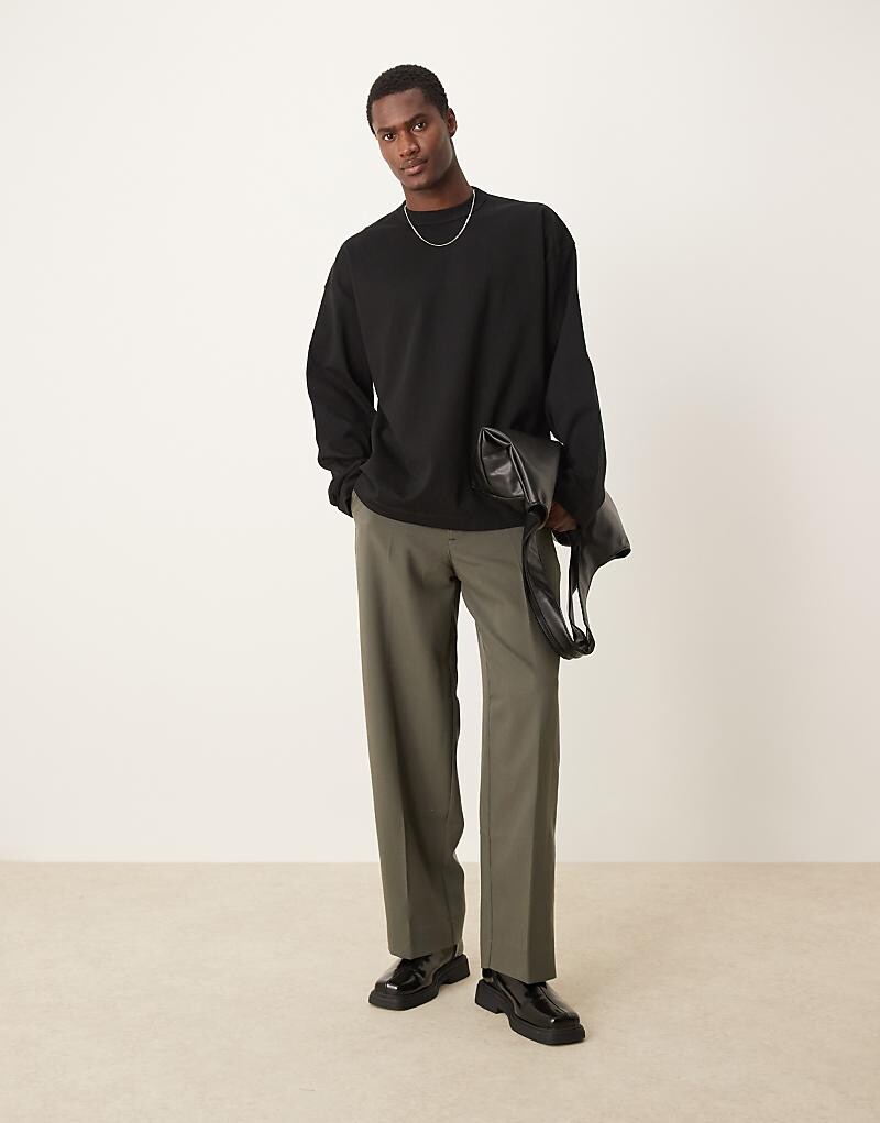 

ASOS DESIGN – черная плотная футболка оверсайз премиум-класса с длинными рукавами и швами интерлок
