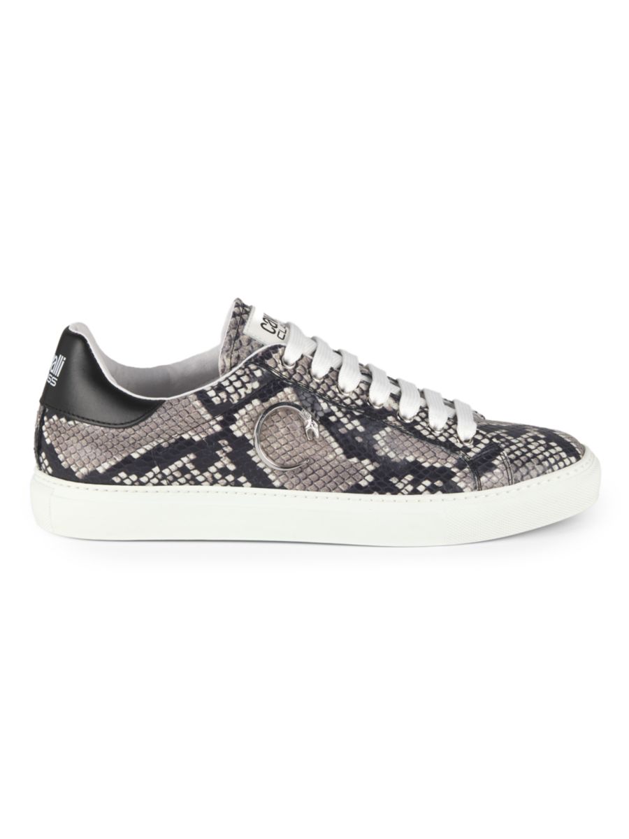 

Низкие кроссовки из кожи с тиснением под питона Cavalli Class by Roberto Cavalli, цвет Snake Print