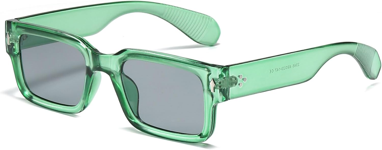 

Классические квадратные солнцезащитные очки для женщин и мужчин. Модные солнцезащитные очки в толстой прямоугольной оправе, массивные черные очки SUNBSR, Clear Green/Gray