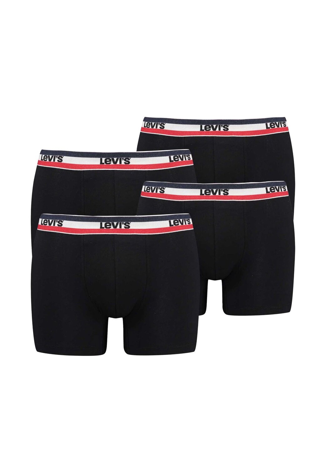 

Мужские боксеры, 4 шт в упаковке - Sportswear Boxer Brief Organic, пояс с логотипом Levi's, черный