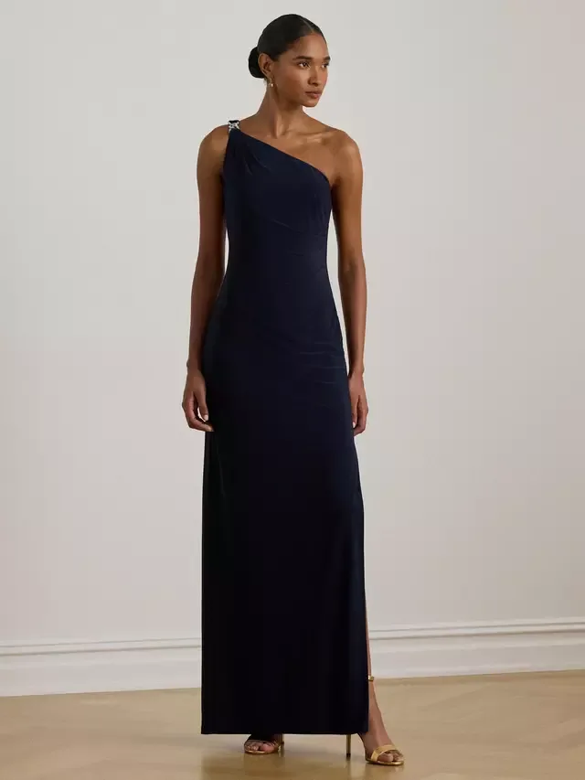 Длинное платье Lauren Belina на одно плечо, темно-синее (Lighthouse Navy) Ralph Lauren