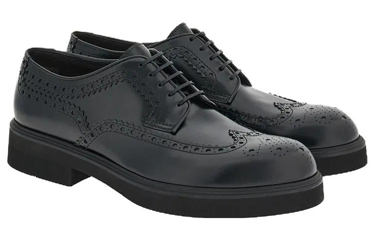 Дерби из кожи с декоративной строчкой Ferragamo Black — фото 4