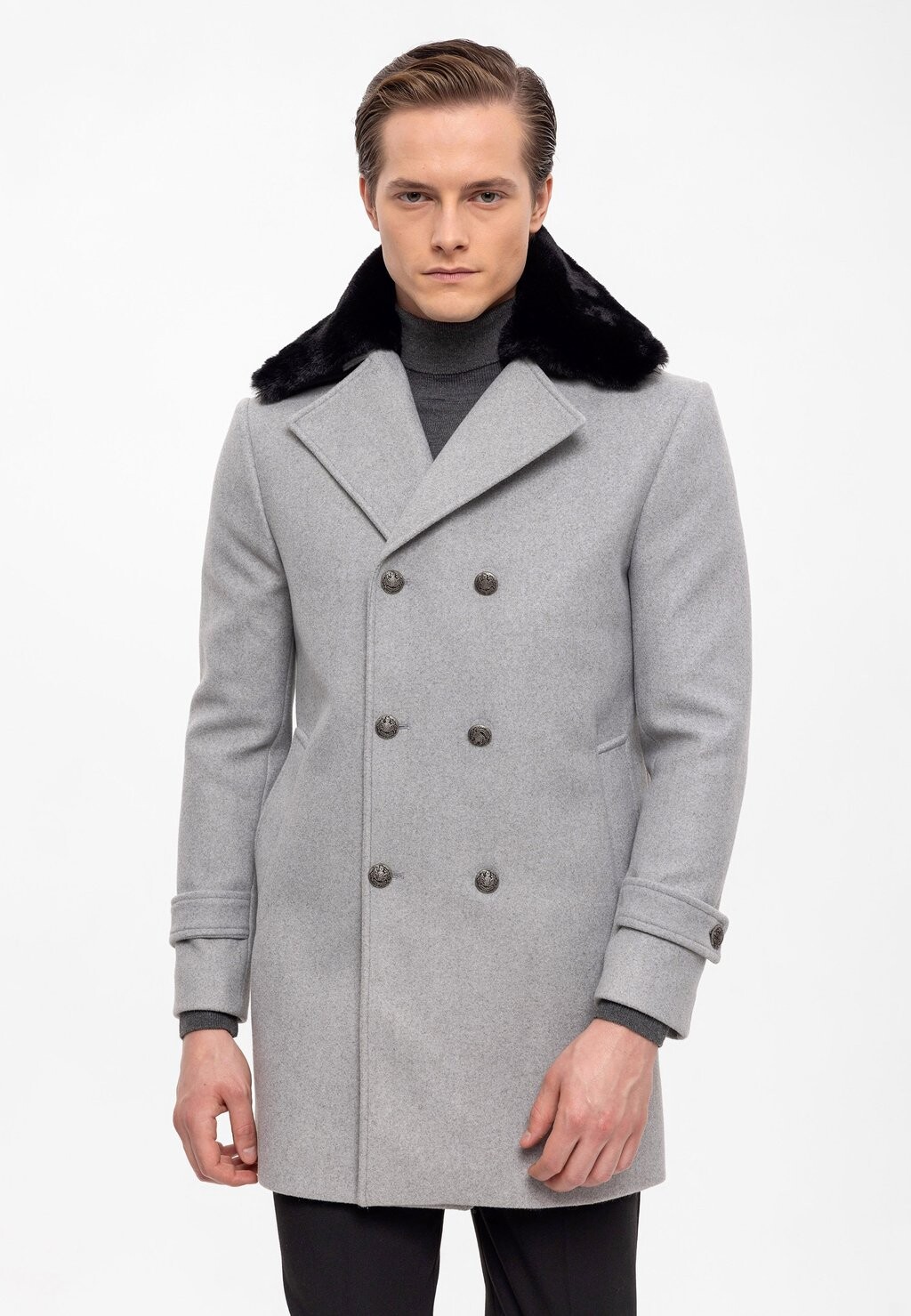 

Короткое пальто Detailed Collar Double Breasted Antioch, цвет light grey
