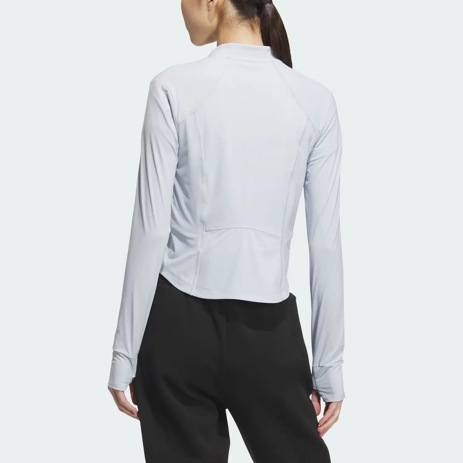 Adidas Женская куртка из технологичного трикотажа светло-голубого цвета, Light Blue — фото 4