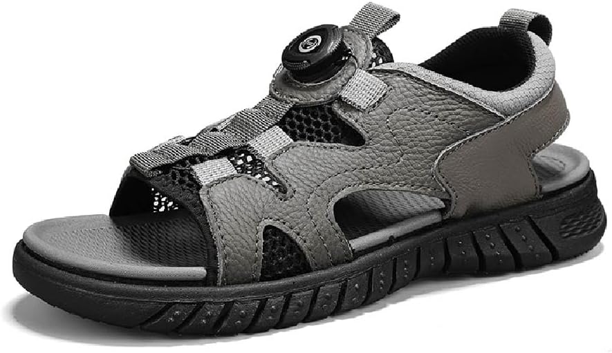 

Мужские повседневные сандалии Asifn из кожи, противоскользящие, с регулируемым ремешком, плоская подошва, летние водонепроницаемые тапочки с амортизацией для пляжа, серый