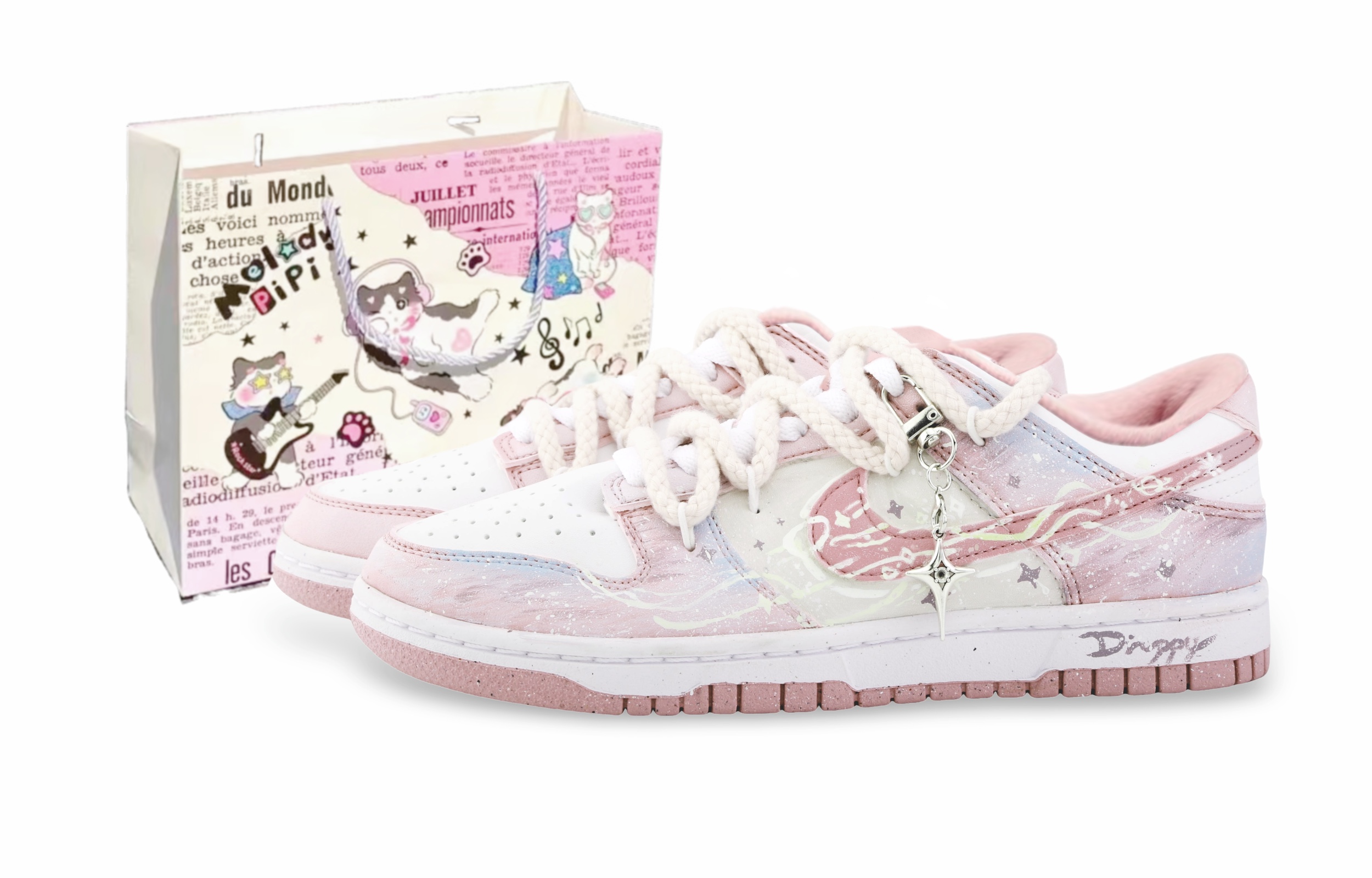 

Nike Детские кроссовки для скейтбординга Dunk Drippy Miracle Galaxy с низким верхом, устойчивые к истиранию, розовые, для подростков