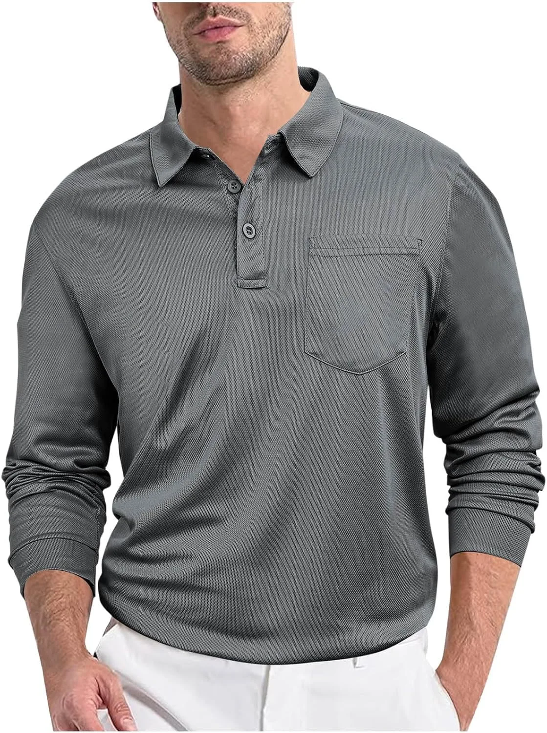 

Мужская поло с длинным рукавом Regular Fit с карманом