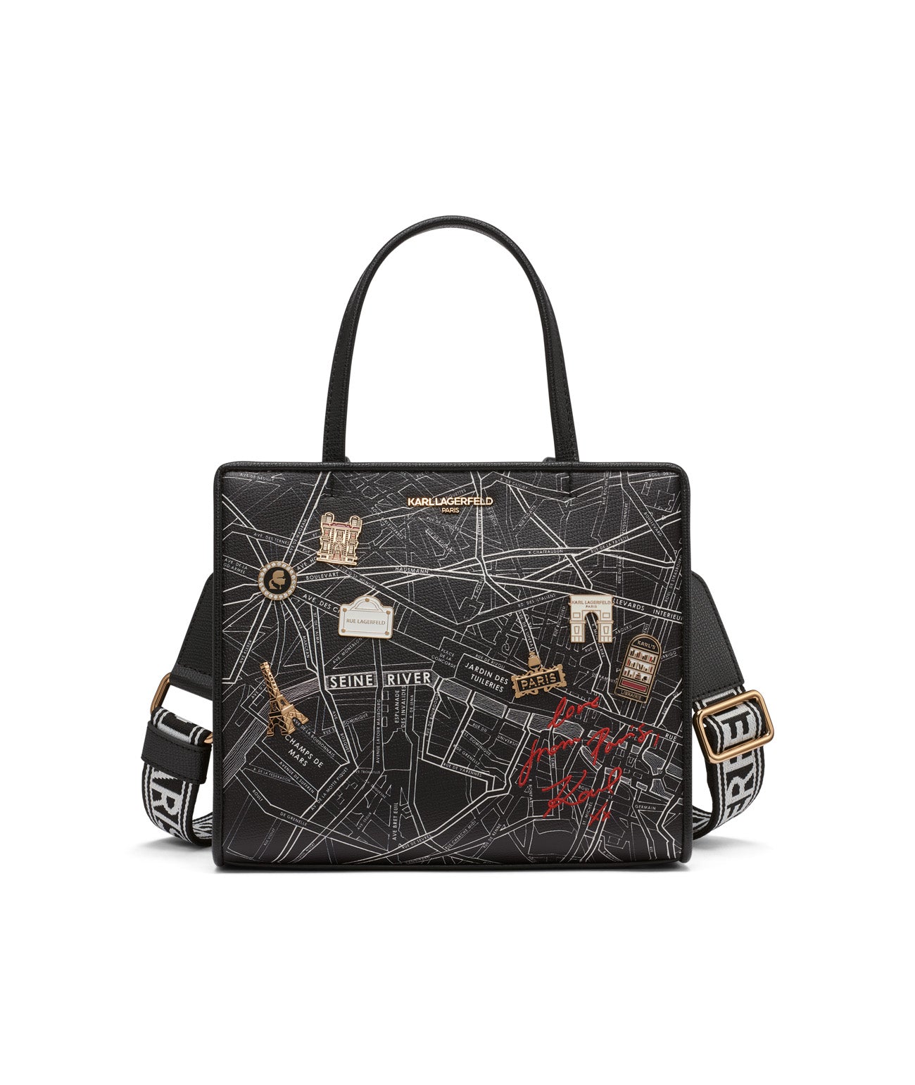 

Сумка maybelle satchel travel с принтом и значками KARL LAGERFELD PARIS, черный
