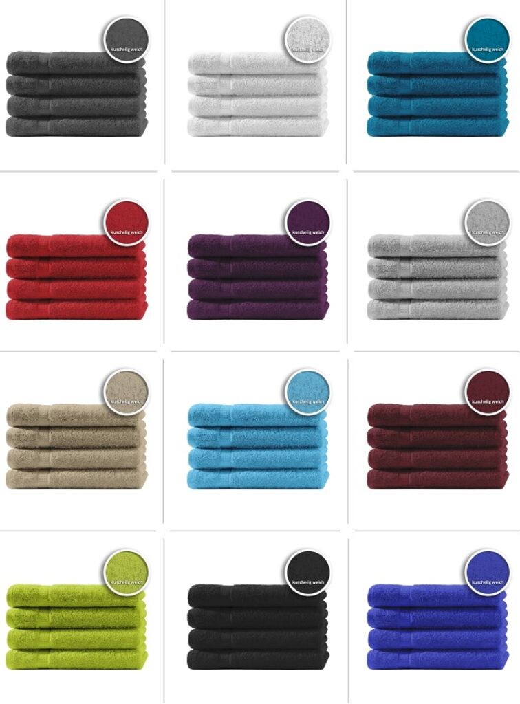 

Комплект из 4 гостевых полотенец, полотенец для рук, полотенец для душа, банных полотенец, махровой ткани, 100% хлопок, цвет: бирюзовый, тип товара: полотенца для рук 50 х 100 см. One-Home, синий