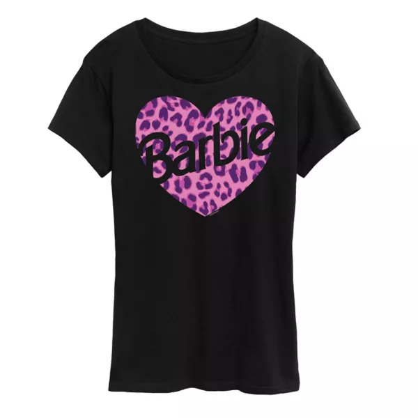 

Женская футболка с принтом в виде леопардового сердца Barbie, черный