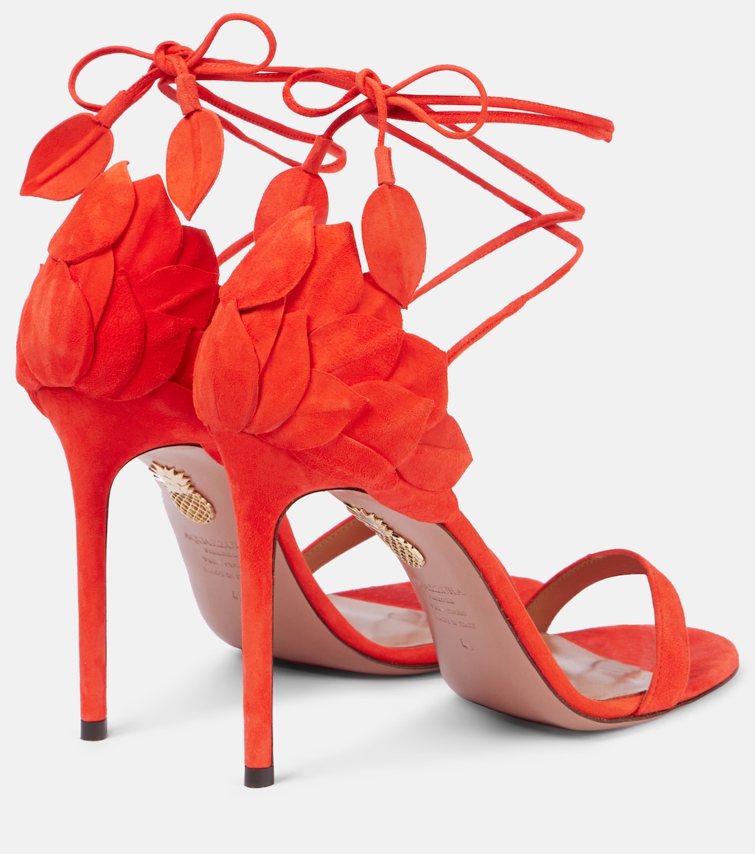 Замшевые сандалии Hibiscus 105 Aquazzura, Strawberry — фото 2