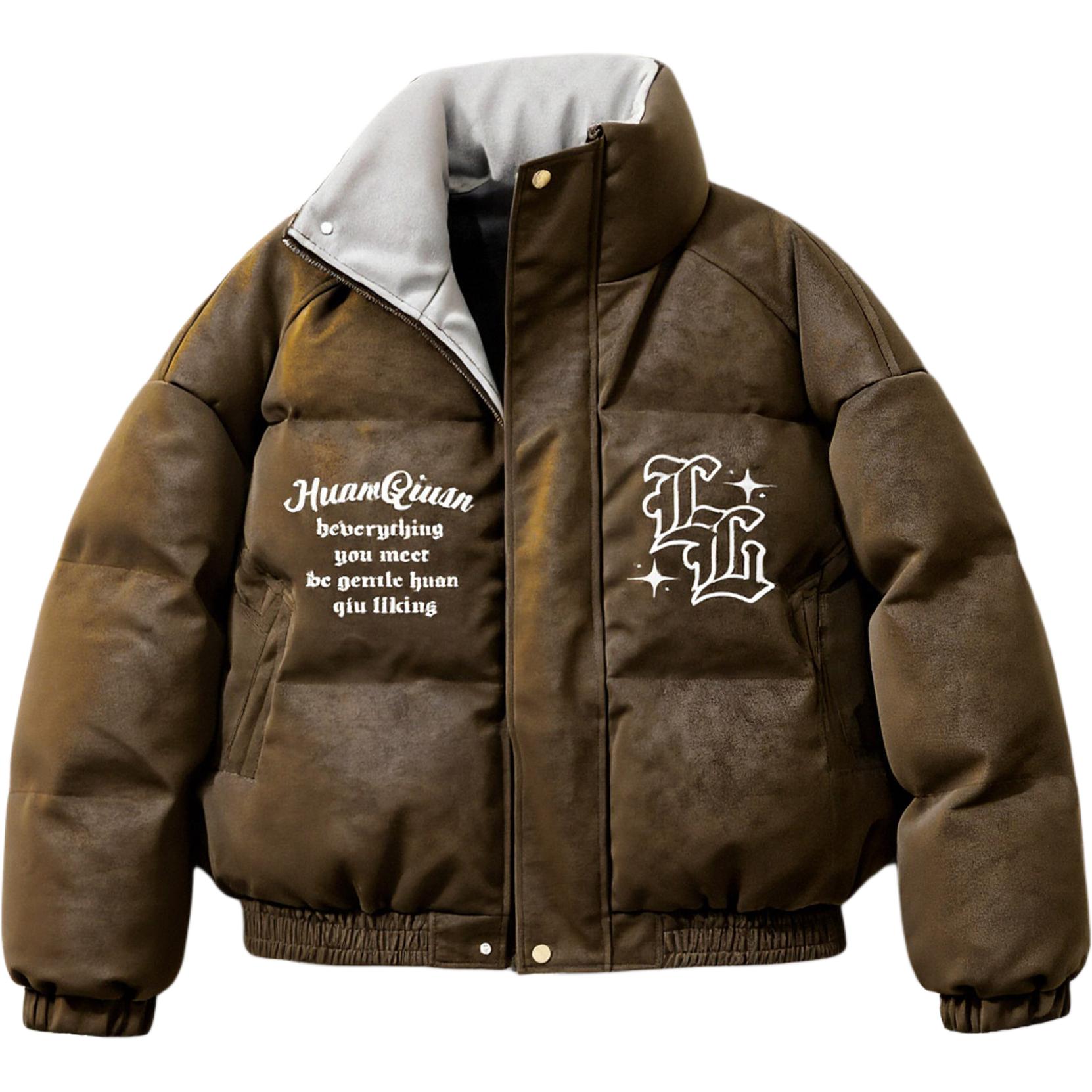 

Пуховик Unisex Stand Collar утепленный стеганый HUANQIU, coffee