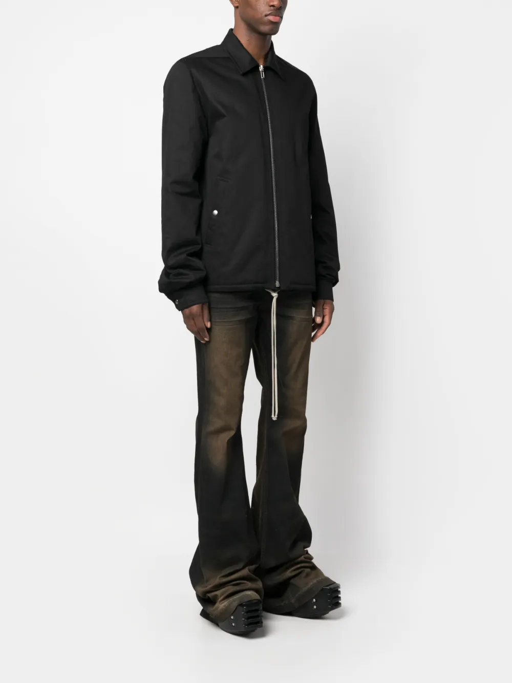 Ветровка на молнии с заостренным воротником Rick Owens, черный — фото 3