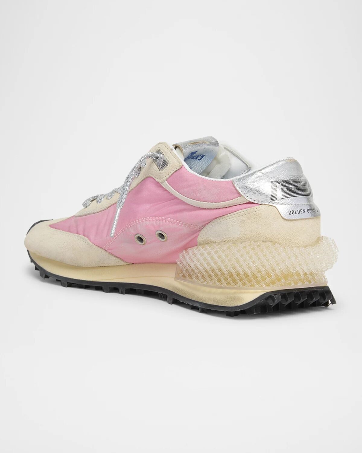 Замшевые нейлоновые кроссовки для бега Marathon Golden Goose, цвет Pinkgoldsilver — фото 2