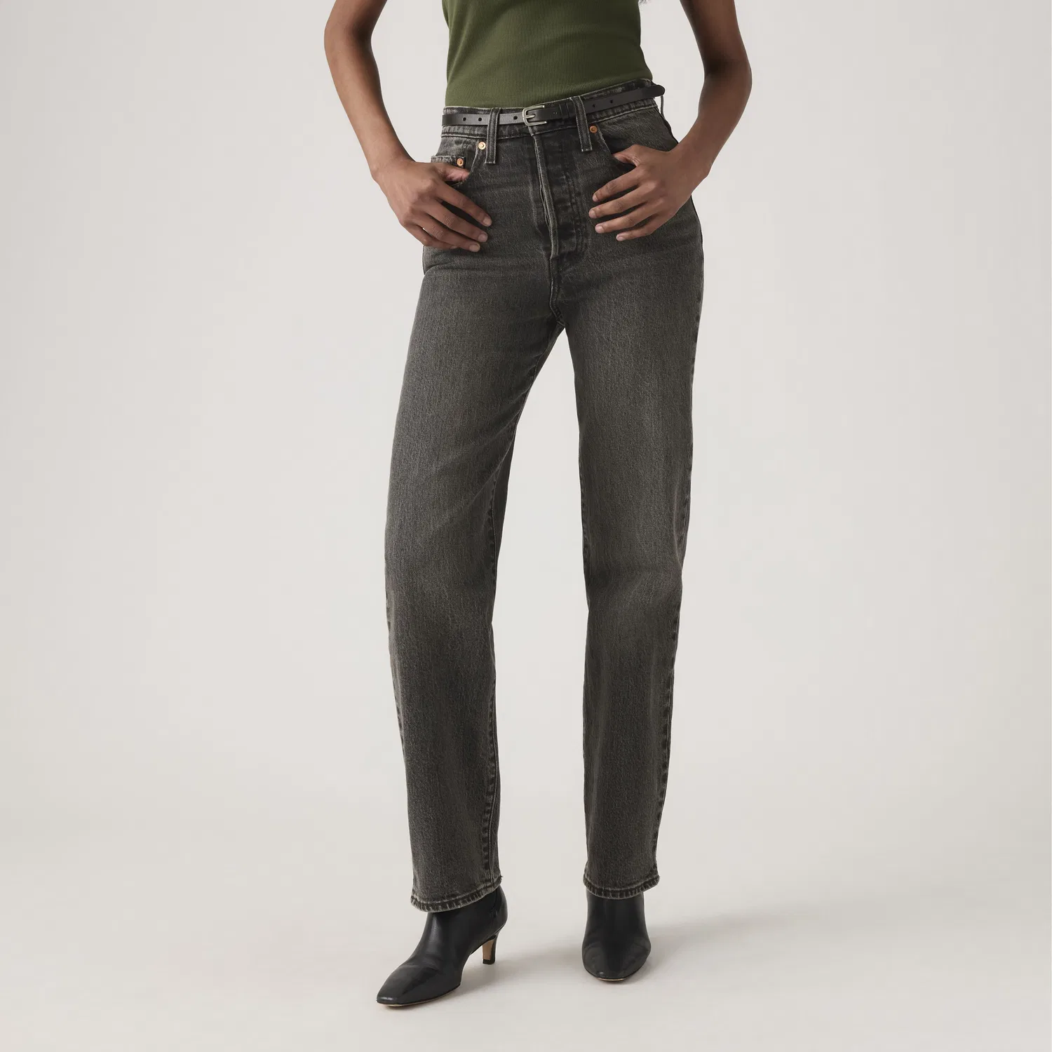 Женские прямые джинсы с ребристой текстурой и полной длиной Levi's, Black — фото 2