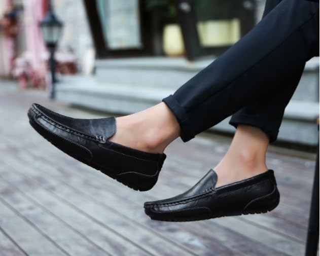 Мужские повседневные лоферы с Slip-on для легкой одежды и кожаные бизнес-мокасины для повседневных прогулок, вождения и многого другого Zestrelax, черный — фото 2