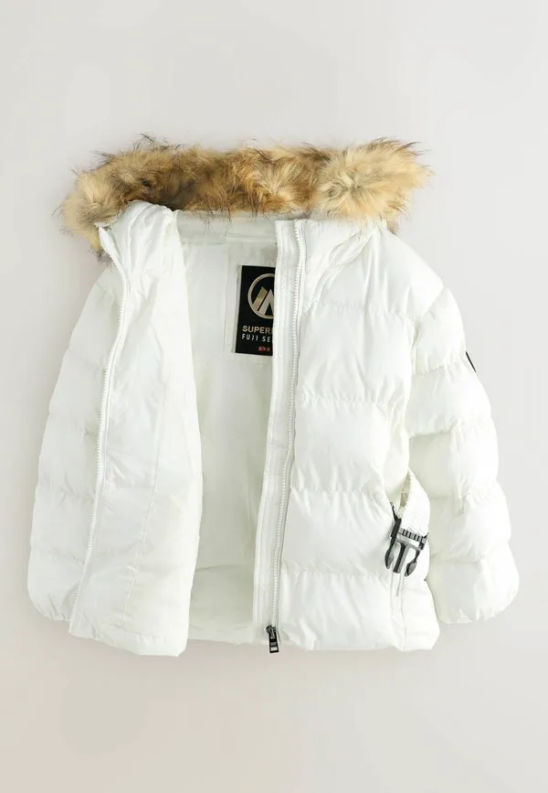 Зимняя куртка-пуховик прямого кроя с поясом Superdry & Co, White — фото 3