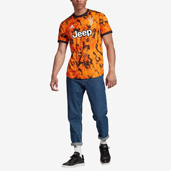 Футболка au player edition 20-21 season juventus away soccer/football sports patchwork print short sleeve orange Adidas, оранжевый — фото 3