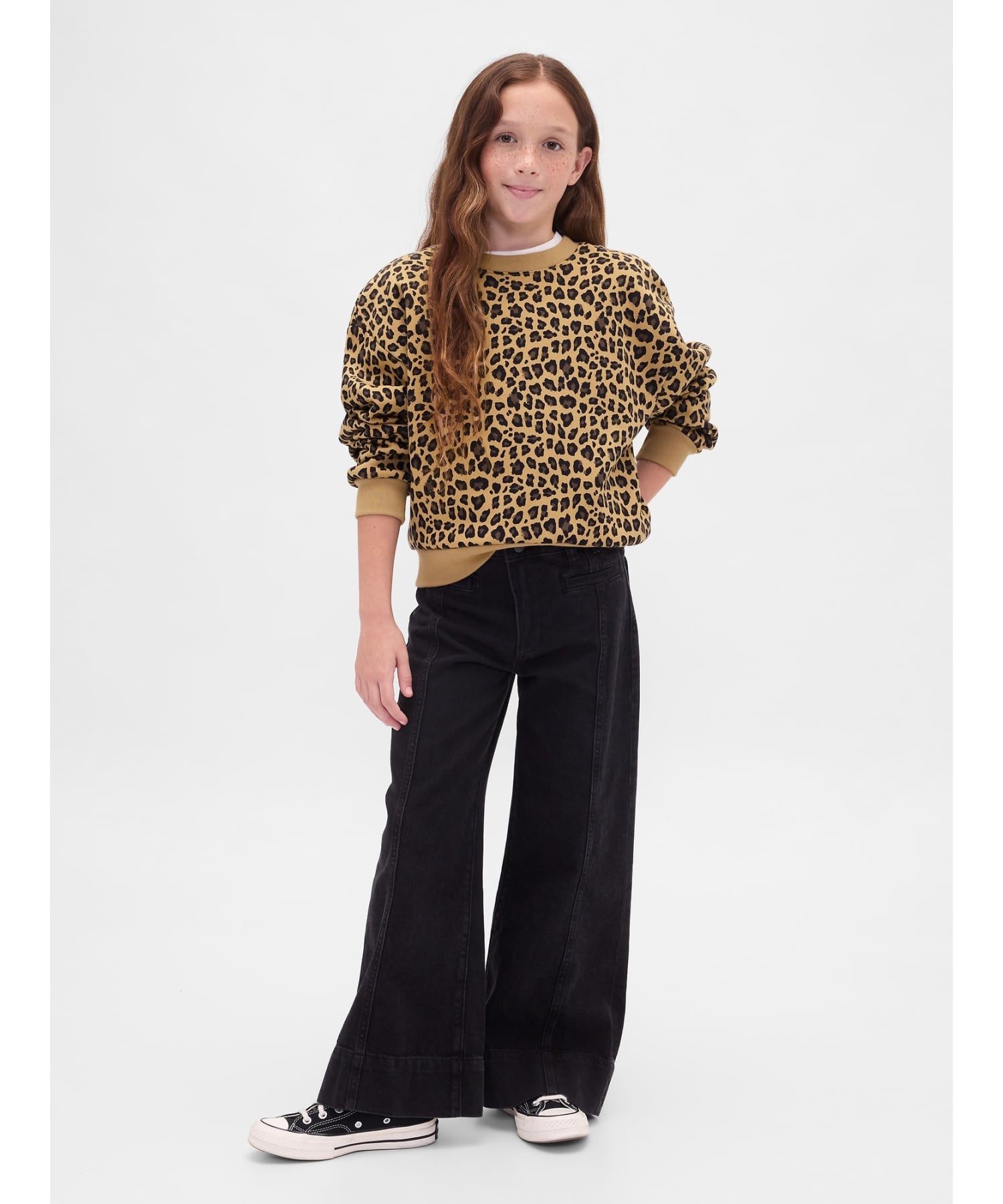 (K) Винтажный мягкий свитшот «летучая мышь» (дети) GAP, LEOPARD — фото 2