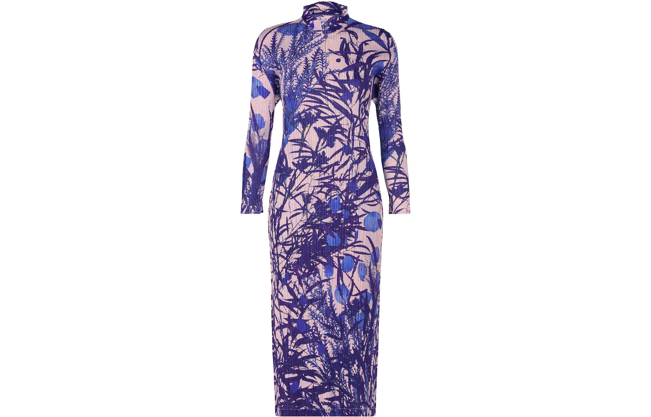 

Женское длинное платье с рукавами фиолетовое PLEATS PLEASE ISSEY MIYAKE