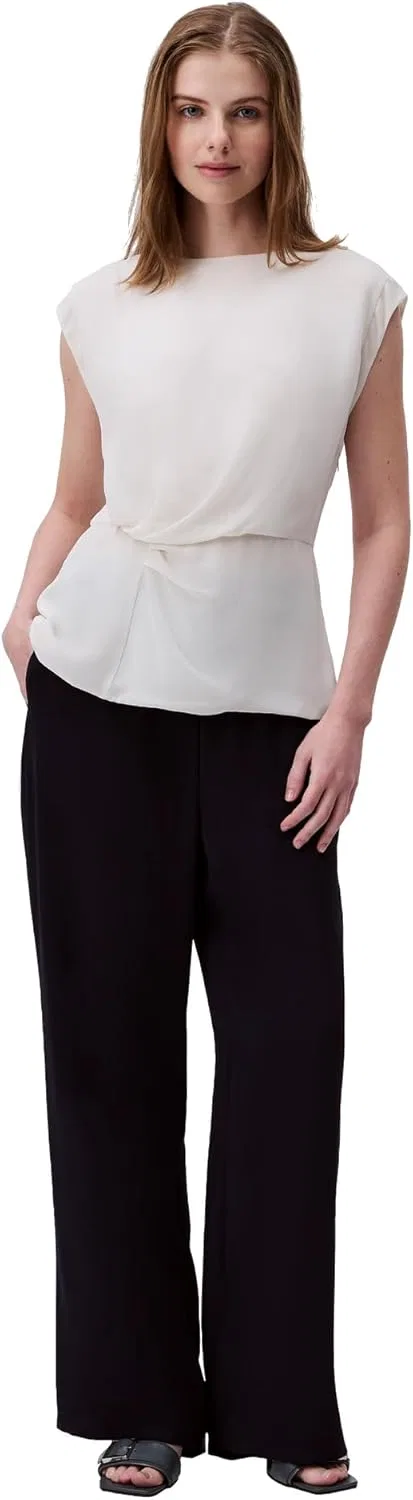 Блуза шифоновая с драпировкой Calvin Klein, мел