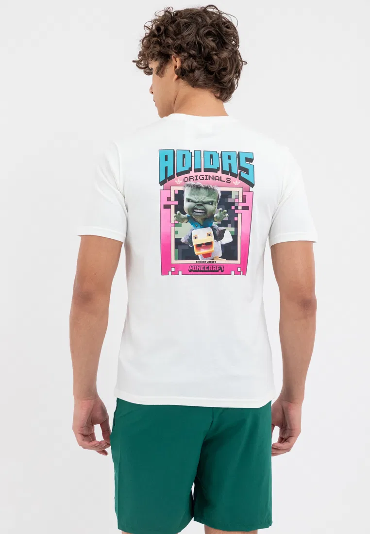 Футболка с принтом, Minecraft, Originals Adidas, белый — фото 3