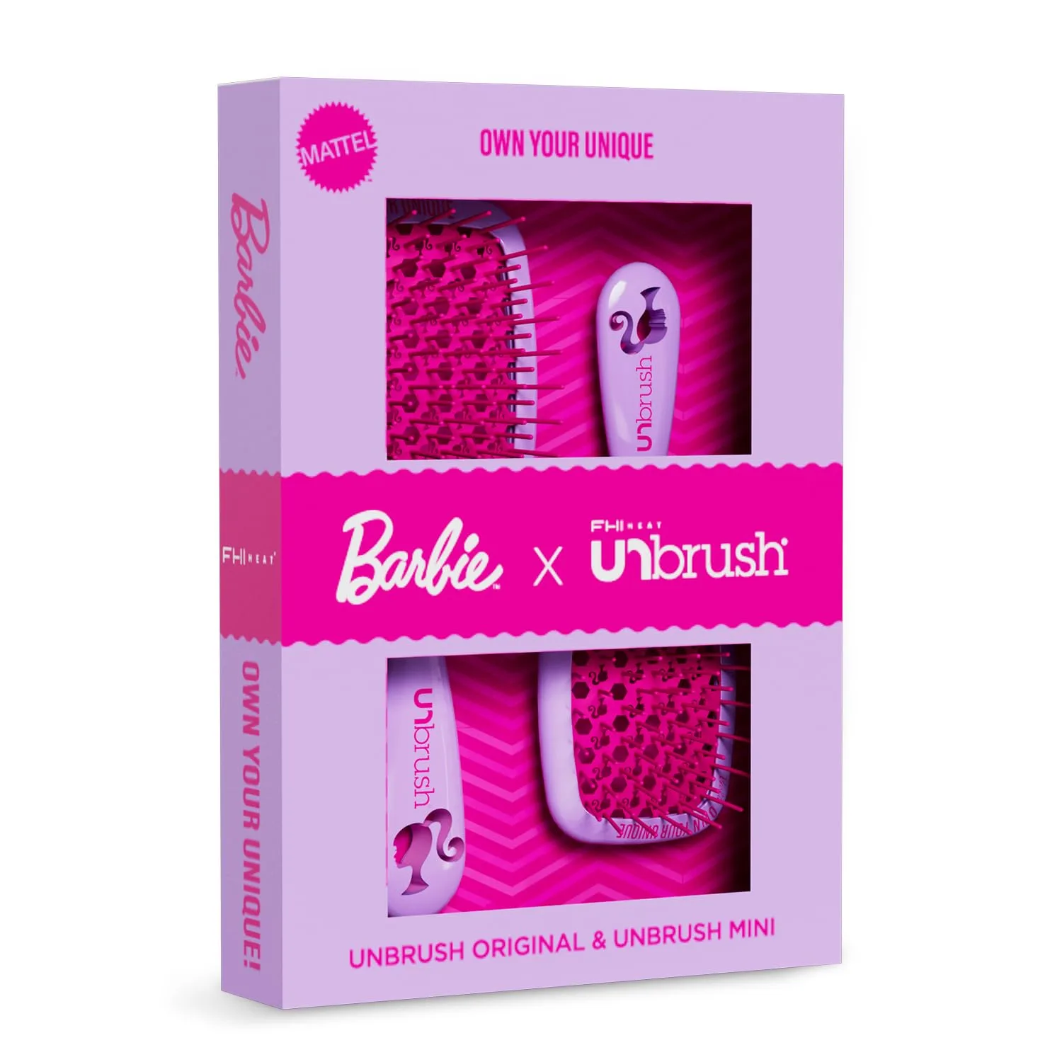Набор расчесок для распутывания волос UNbrush Barbie - Подчеркните свою уникальность - Фиолетовый Fhi Heat, Purple — фото 2