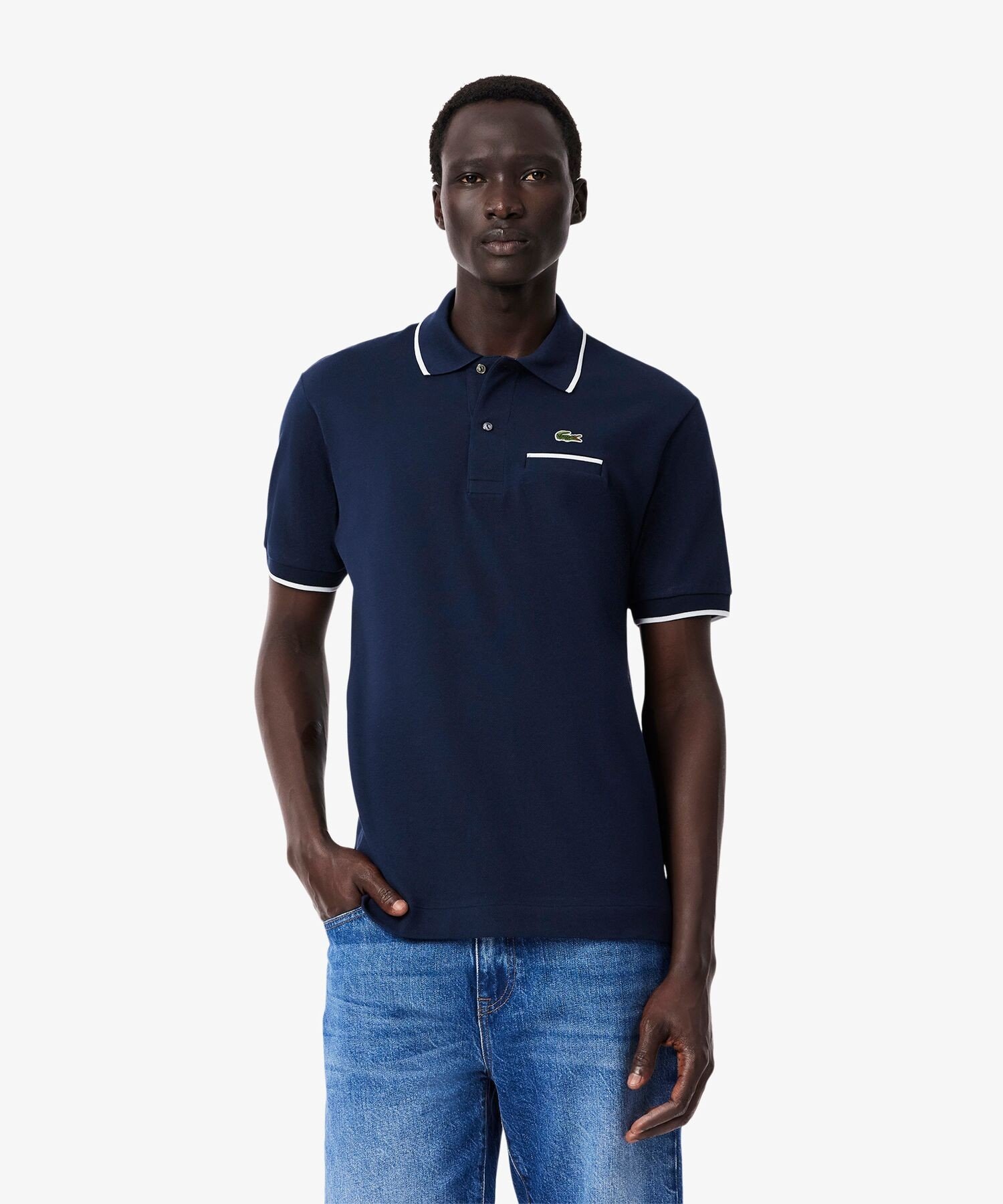 L.12.12 Поло с коротким рукавом и отделкой в тон ткани Lacoste, Navy