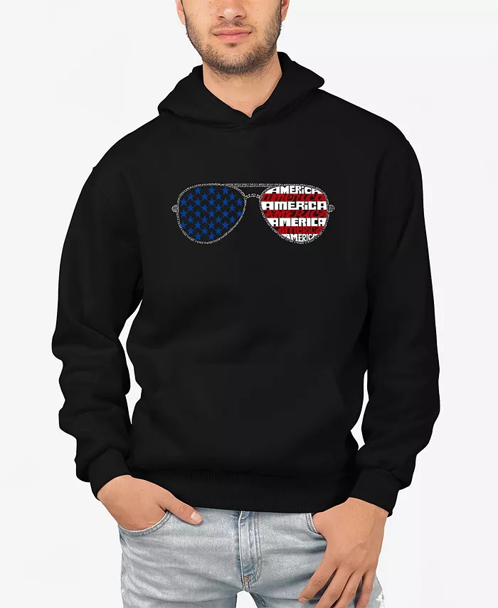 

Мужская худи с капюшоном "Americana Sunglasses" в стиле word art LA Pop Art, черный