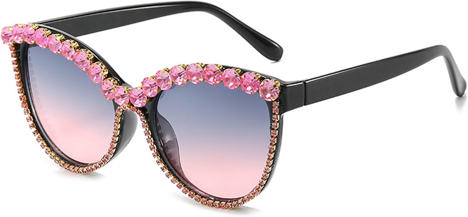 

Солнцезащитные очки Willochra со стразами для женщин, модель «кошачий глаз», 2024 год, украшенные бриллиантами и кристаллами, блестящие очки в форме «кошачьего глаза», Pink