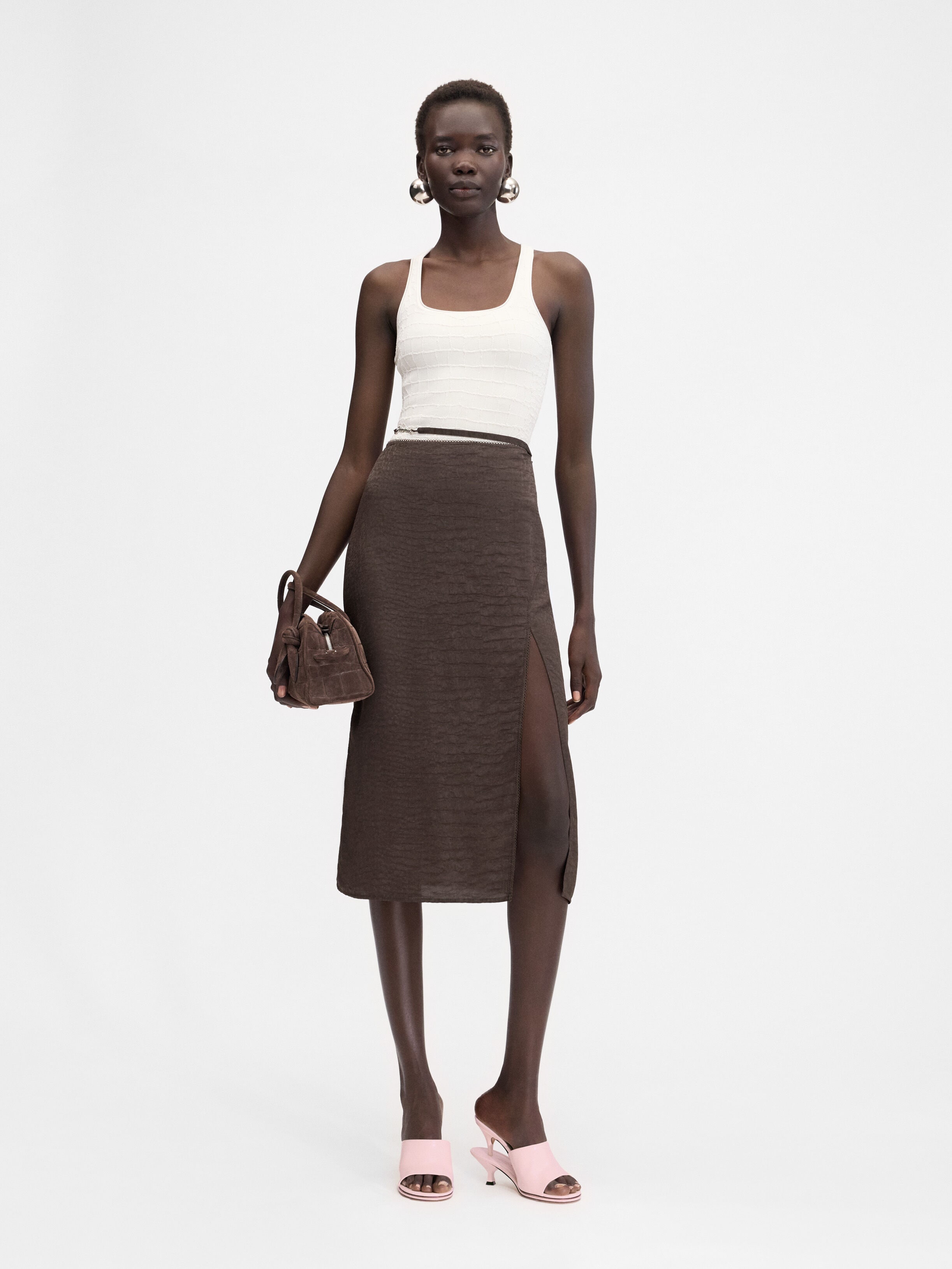 

Юбка с логотипом Charm JACQUEMUS The Notte skirt, цвет Croco Brown