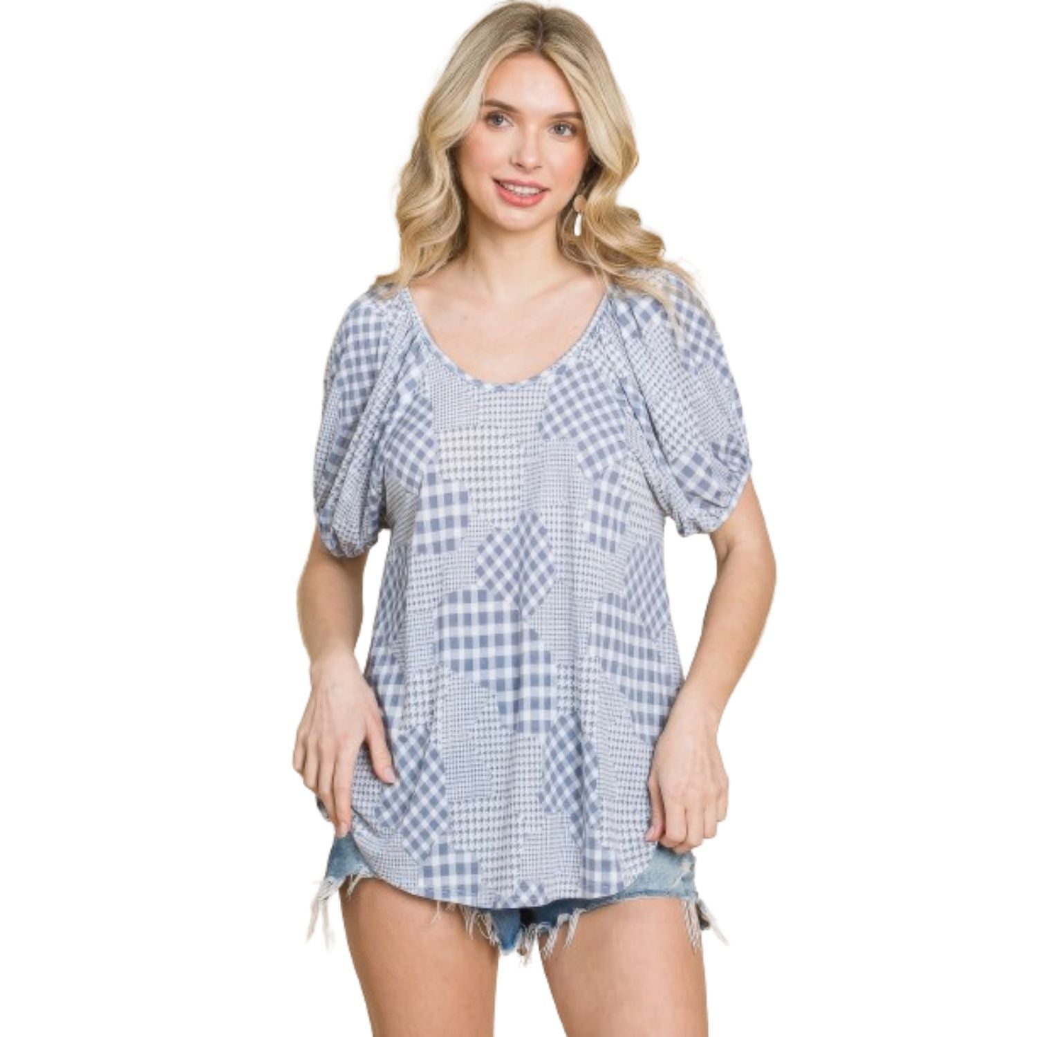 

Топ из ткани «гусиные лапки и клетка» FASHNZFAB